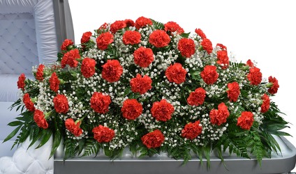 Carnation Casket Spray     Different Colors Available  from Dallas Sympathy Florist in Dallas, TX