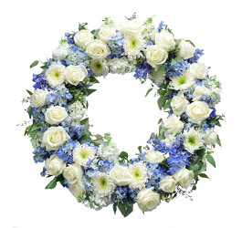 Country Blue Wreath from Dallas Sympathy Florist in Dallas, TX